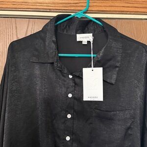 Andree Black Satin Blouse